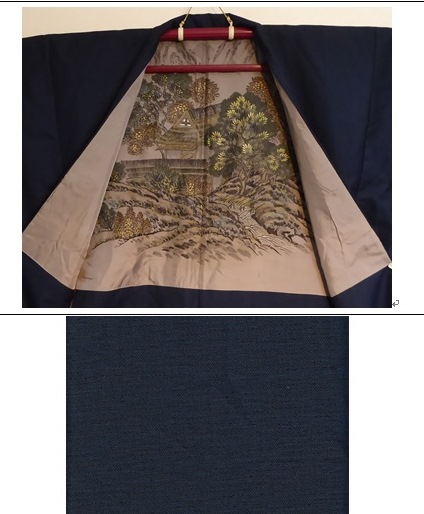 ★男物■ウール御召アンサンブル（L寸）３８３■仕立上り★新品