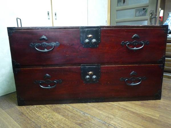 《金正堂》　時代二段箪笥　ローチェスト　二本松タンス