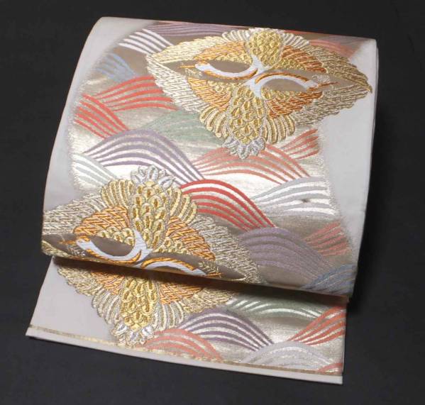 【なでしこ姫】115-15　美品！向い松喰い鶴　袋帯　