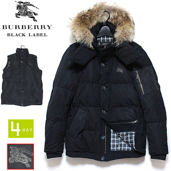 バーバリーブラックレーベルMA-1 ファー付4WAYダウンジャケットL