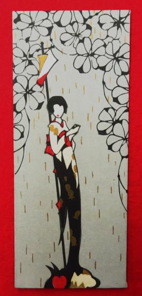 小林かいち 京都さくら井屋木版絵封筒 クローバー 街灯下の女性 ｜