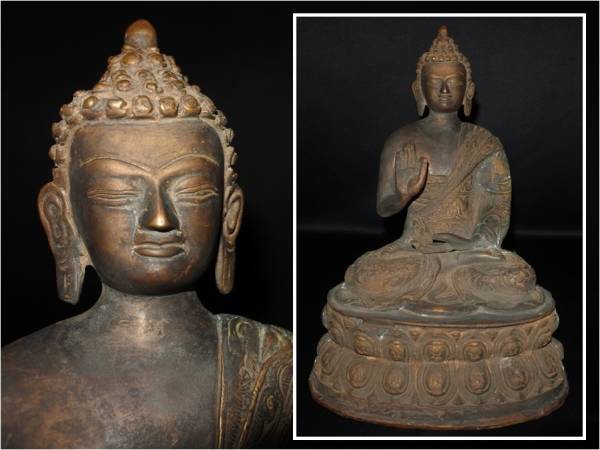 中国古玩 古銅 坐仏 仏教美術 仏像 阿弥陀 34cm 唐物 【公式通販】