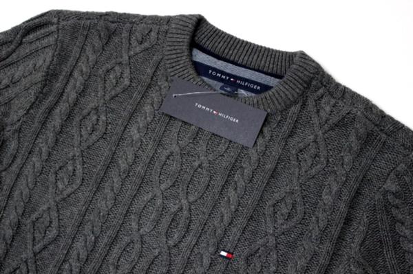 ★TOMMY HILFIGER ケーブルニット 濃灰[889700-992-M]us三