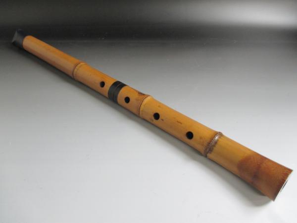◎①古典楽器 尺八 和楽器 竹管楽器 中継ぎ 5穴 全長約61cm 楽器、器材
