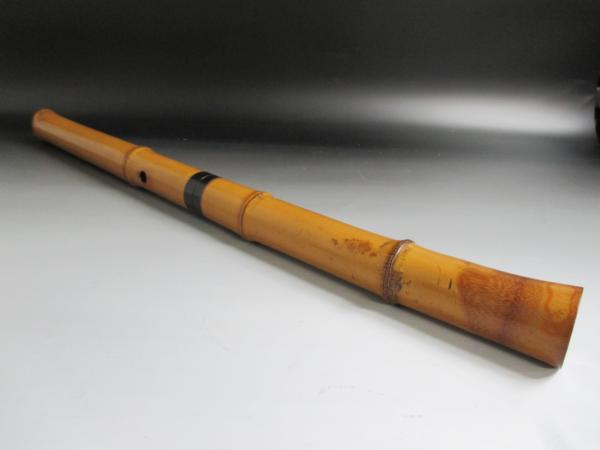 ◎①古典楽器 尺八 和楽器 竹管楽器 中継ぎ 5穴 全長約61cm 楽器、器材