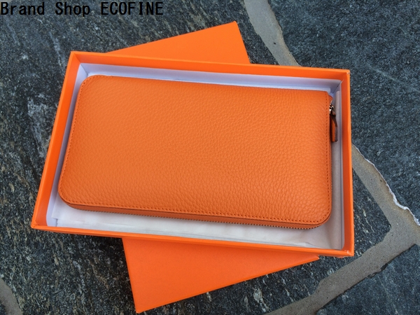 新入荷 高級イタリア牛革 ラウンドファスナー 長財布 オレンジ