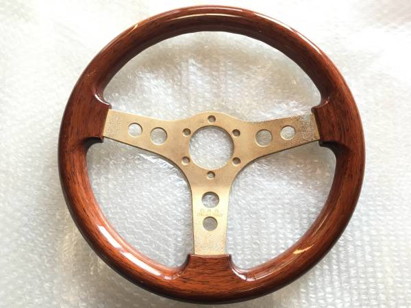 OBA 34.5cmウッドステアリング 当時物 車 OBA ステアリング