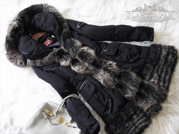 KI33*限定品*冬*13号XL*黒*フォックスファー*ロングダウンコート