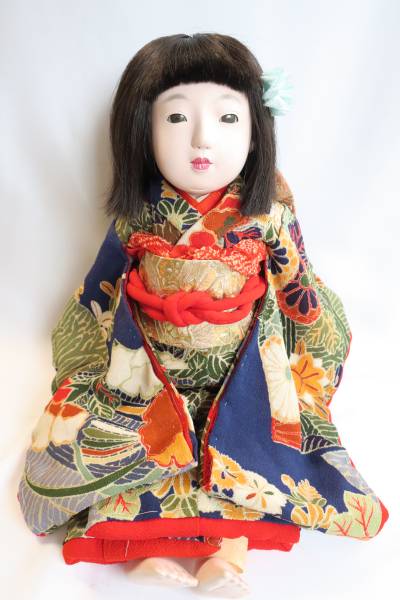 徳山 市松人形 昭和初期 松乾斎東光 初代 42cm 12号 モダン着物 し