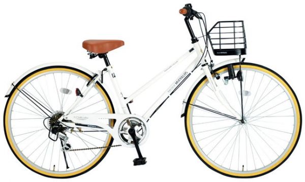 シティ サイクル 自転車 26インチ 6段 ギア ホワイト