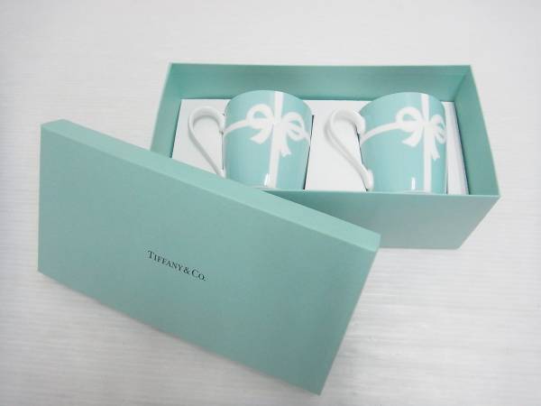 TIFFANY ティファニー ブルーリボンボックス マグカップ 訳有 2