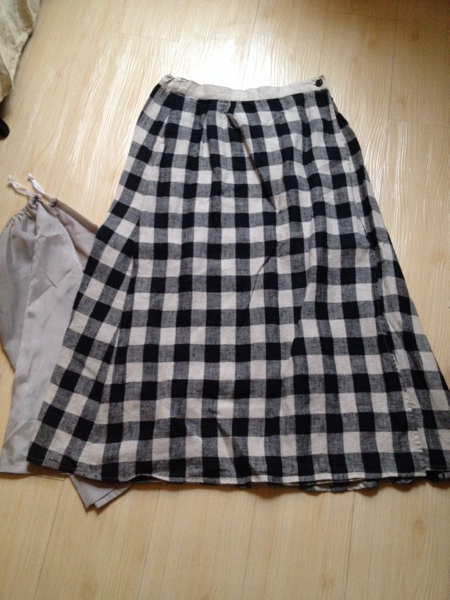 SM2 ブロックチェック スカート 麻 リネン 新品 ニコアンド