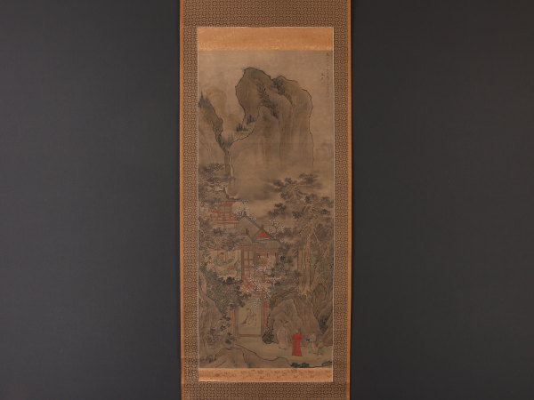 全国無料，格安】 【伝来】a5091〈矢野橋邨〉山水図2作 象牙軸 南画家