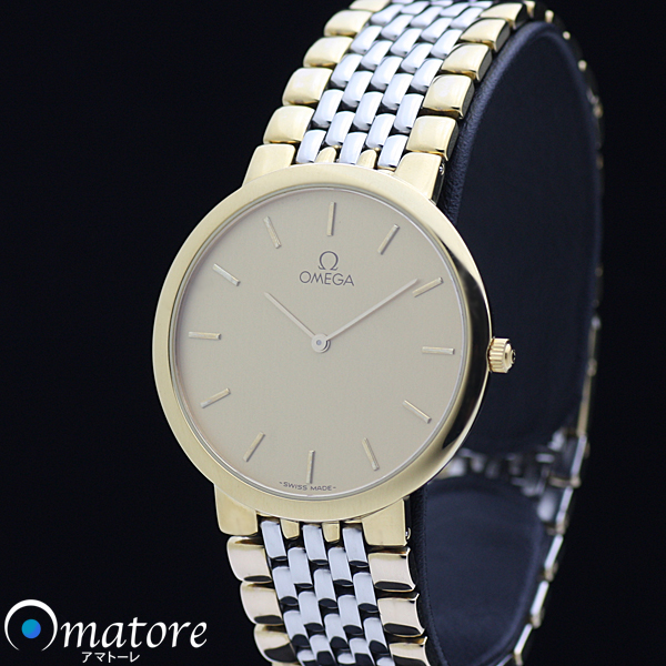 1円～美品◎OMEGA オメガ デビル メンズ Qz GP/SS◎ゴールド