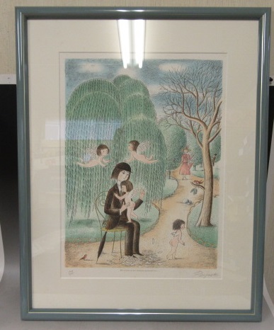 【リトグラフ】　レイモン・ペイネ　「天使の羽占い」　149/250