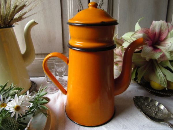 （仏）ヴィンテージ　素敵な2段式コーヒーポット