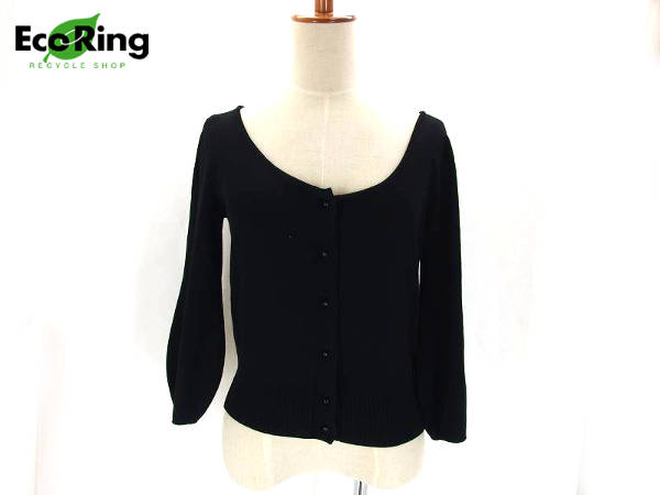 1円 超美品 フォクシー ニューヨーク カーディガン 黒AU644