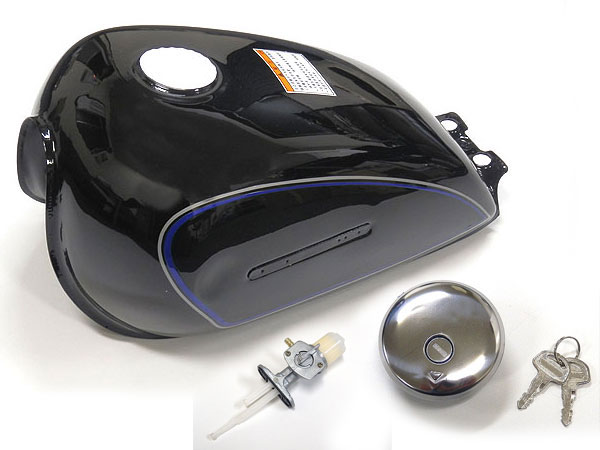 GN125 タンク ブラック ボルティー タンクキャップ コック 付き