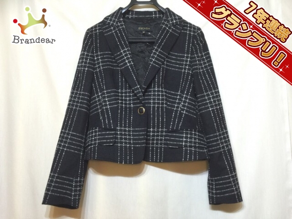 エスカーダ ジャケット 36 レディース 新品同様 黒×白 ESCADA