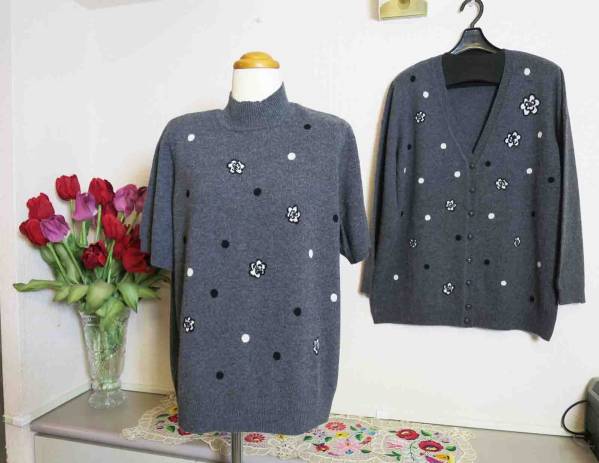 ★１番レリアン 大きいサイズ カシミア100％ アンサンブル 超美品