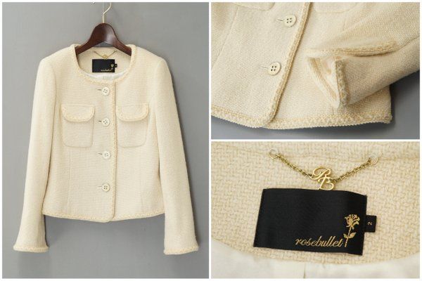 F4820ローズブリット ウール トリミング ノーカラージャケット 2(ローズブリット)｜売買されたオークション情報、yahooの商品情報を ...