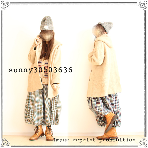 SM2★フード付きゆったりウールコート★★