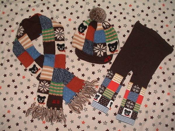 ★ダブルB 可愛い帽子・マフラー・スパッツ 80・90㌢