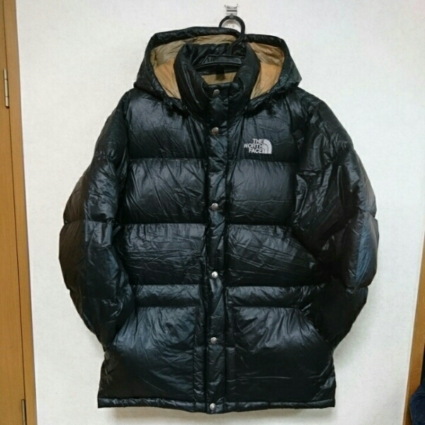 希少ノースフェイスフード付きグースダウンジャケットブラックL