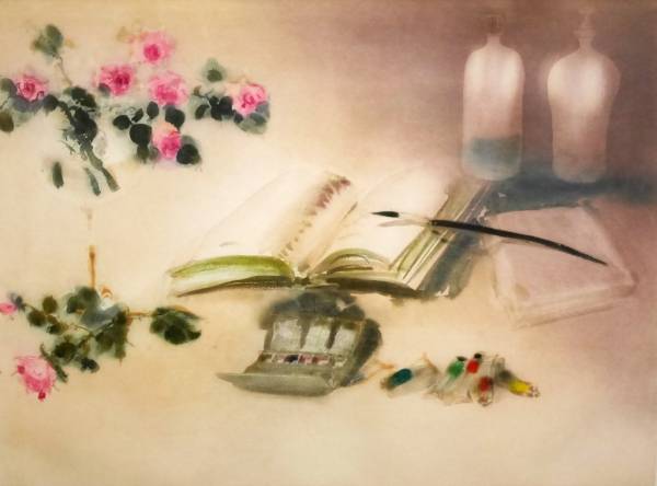 人気SALE，大得価 カイコ モティー バラと本 銅版画 直筆サイン有 額装(銅版画、エッチング)｜売買されたオークション情報、yahooの商品情報をアーカイブ公開 - オークファン 銅版画、エッチング