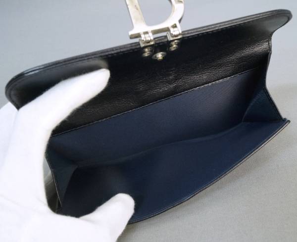 本物■ディオール■トロッター/デニム/ブラックレザー■長財布