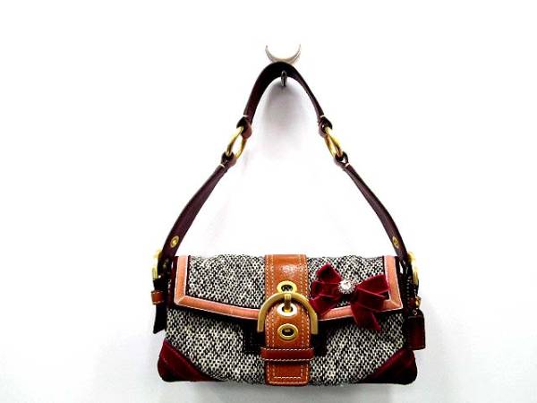 8F01 ハンドバッグ ツイード コーチ COACH デミフラップ ソーホー