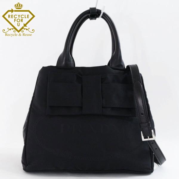 プラダ リボンナイロン 2wayショルダー トートバッグ■182222