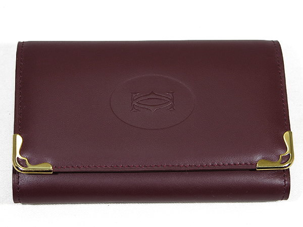 1円～☆KJB☆カルティエ レザーキーケース ボルドー 未使用 カルティエ