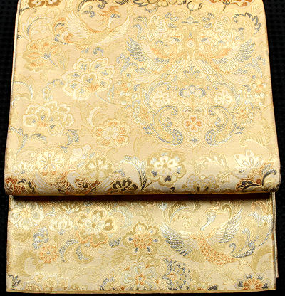 【送料無料】西陣織袋帯★正絹★花鳥紋　F2626【新品】