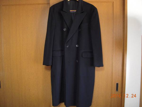 ランバン　チェスターコート　ロング カシミヤ100%　ダブル　黒　L～XLサイズ LANVIN ランバン カシミヤ100% ダブル チェスターコート 黒 XL 【公式