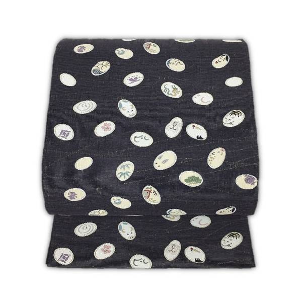 誠実屋】 お洒落袋帯 ひょっとこ おたふく 松 桜 多動物柄 美品