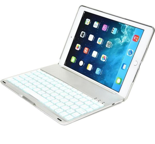 iPad air2用7色バックライト キーボードケース☆シルバー