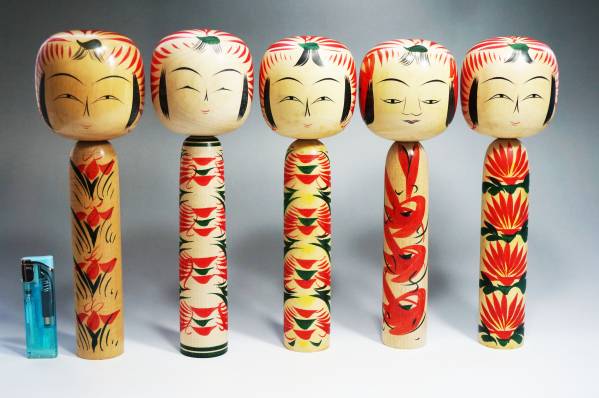 【伝統こけし】　佐藤守正　まとめて5本　遠刈田系　M24