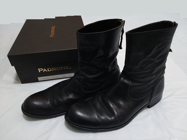 PADRONE パドローネ.バックジップレザーブーツ黒42 MB氏推奨