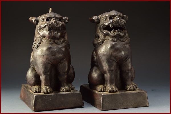 こま犬　置物　高麗犬 U03747 古備前 細工物 狛犬 高麗犬 置物 備前 /3F(備前)｜売買された