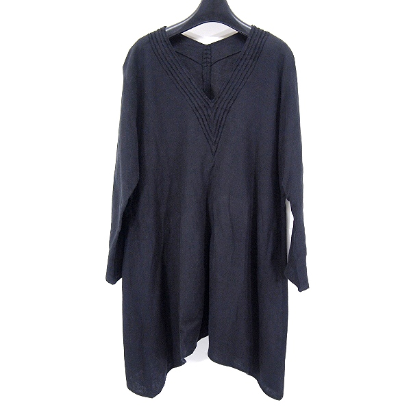 ヨーガンレール 12AW リネン Vネック カットソー M 黒