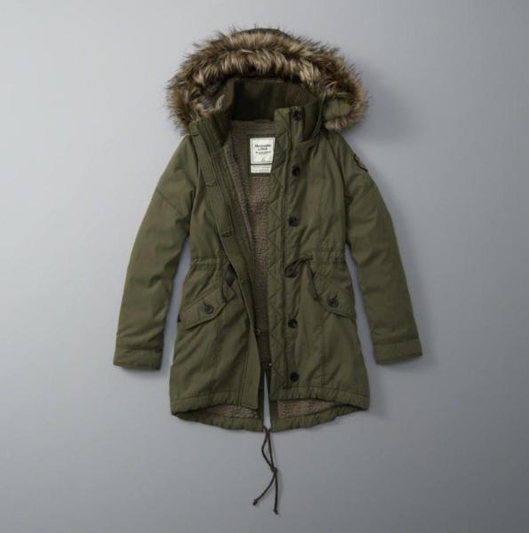 本物アバクロ【S/Olive 0497-330】ファー付ミリタリージャケット