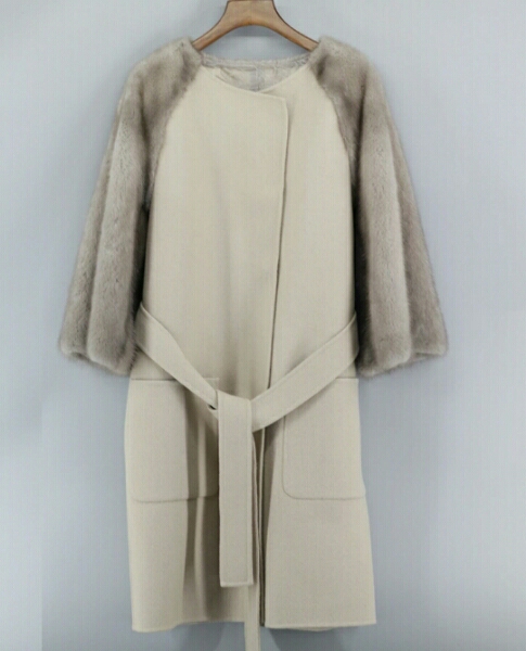 新品◇M◇両面ウールカシミアミンクファーコート レディース-ミンク 