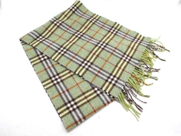 【新品未使用】Burberrys マフラー 100%ラムウール(グリーン系) 未使用 バーバリー ○ マフラー グリーン系 ノバ カシミア100 未使用