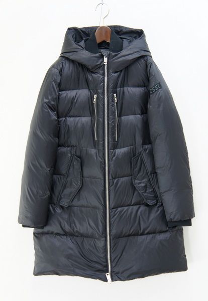 G3120*ディーゼル/DIESEL*軽量◎フード付き/ロング/ダウンコート/黒/XL 