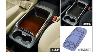 アルファード30系：純正ウッド調コンソールパネル 茶木目