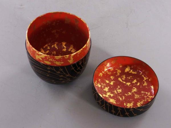 ウ262 棗『熊谷秀穂』『即中斎好 芽張柳蒔絵 大棗 共箱』