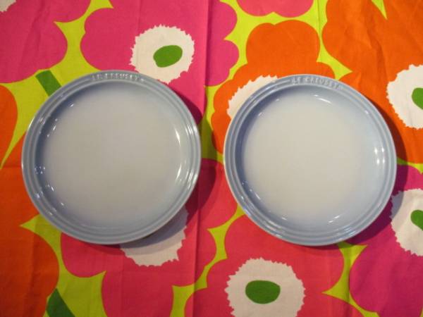 ルクルーゼ　コースタルブルー　１９cmプレート　２枚セット　新品　