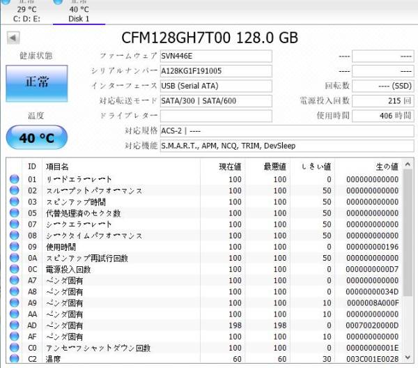 S010★SSD128GB/CFM128GH7T00/2.5インチ/SATA