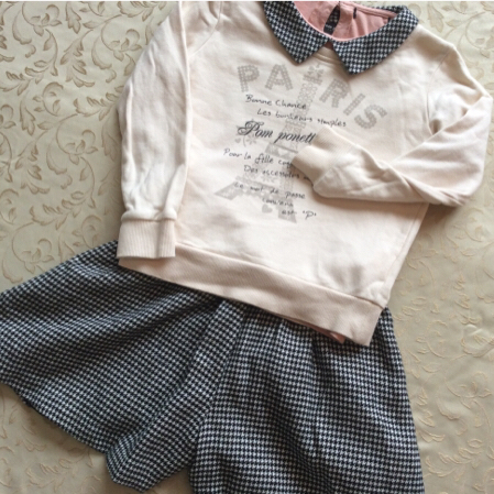 ★ポンポネット セットアップ 重ね着もできる上下3点セット (140) ★トレーナー・キュロット